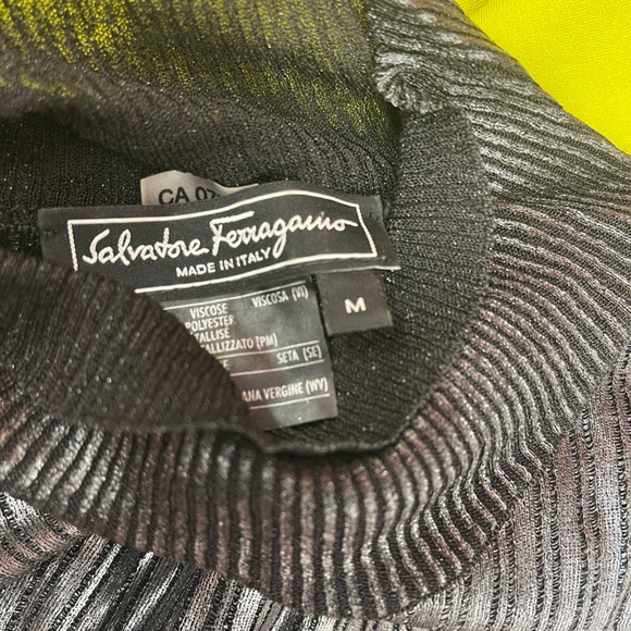 Salvatore Ferragamo Silver Ribbed Turtleneck Sweater - Picture 6 of 7